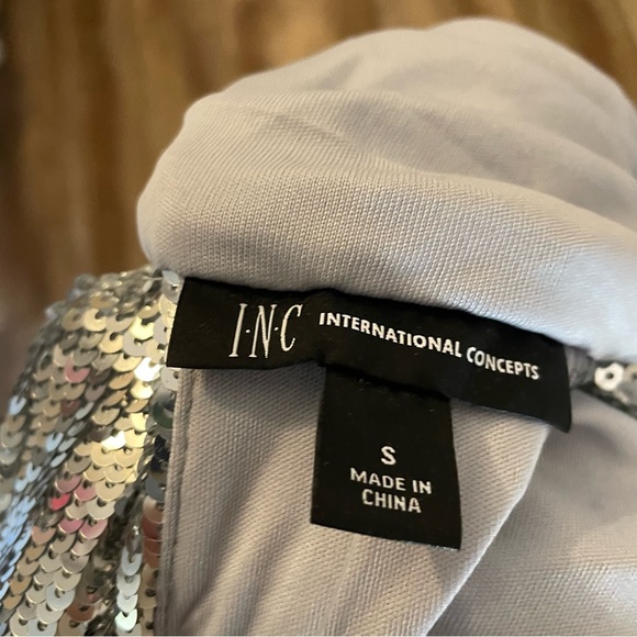 INC International Concepts Sequin Cold Shoulder Tie Back Top - Picture 8 of 8